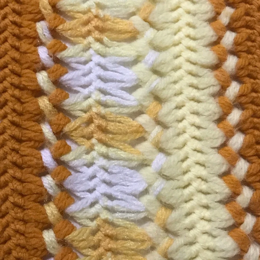 Vintage Handmade Afghan Crochet Sofa or Bed Throw Blanket Retro Yellow 91